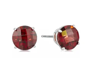 10k White Gold Plated 1/2 Carat Round Created Garnet Sapphire Stud Earrings