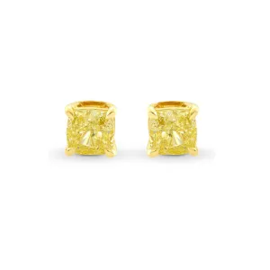 10k Yellow Gold Plated 4 Carat Square Created Yellow Sapphire Stud Earrings