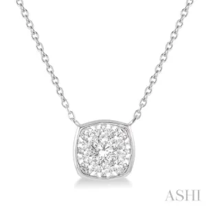 1/3 Ctw Cushion Shape Lovebright Diamond Necklace in 14K White Gold