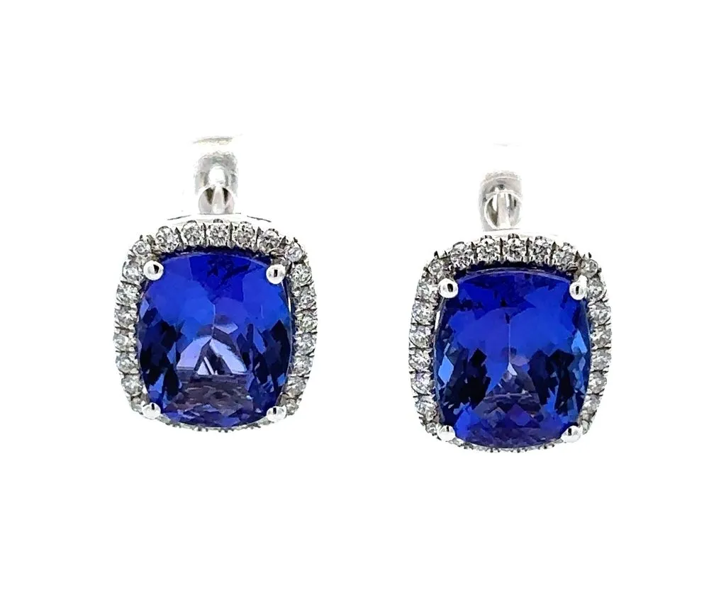 14 Karat White Tanzanites Gemstone Earrings