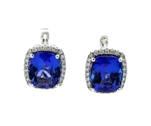 14 Karat White Tanzanites Gemstone Earrings