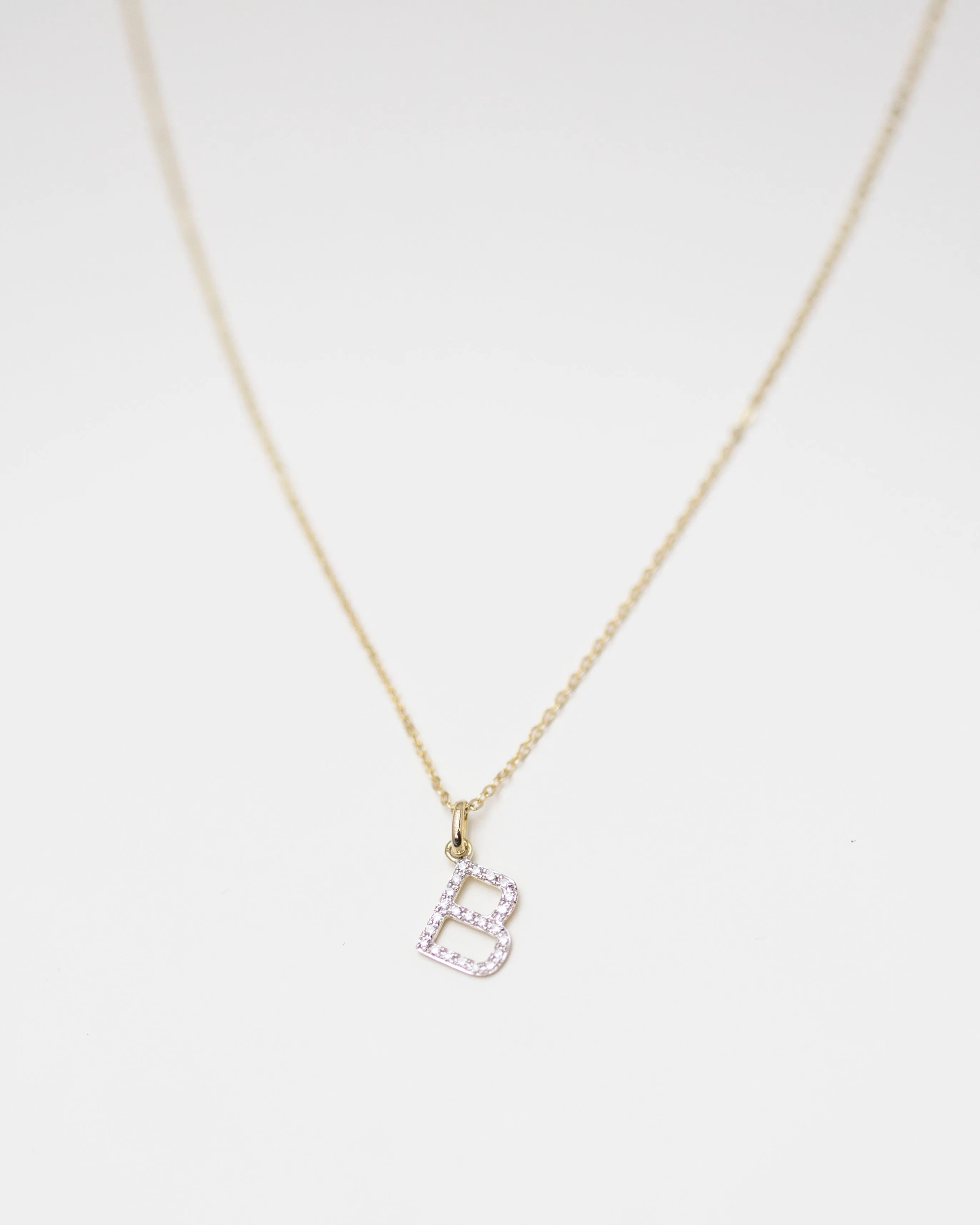 14K Diamond Initial Necklace