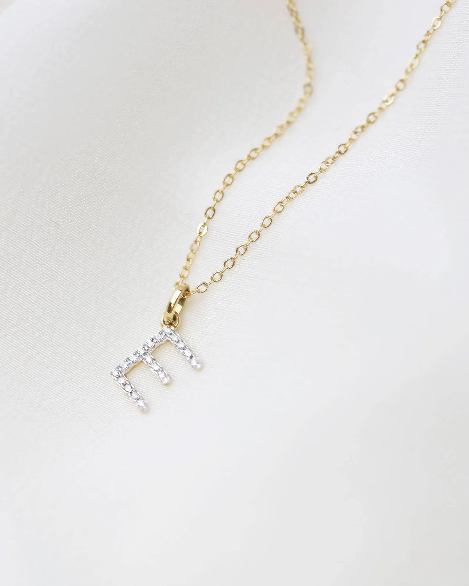 14K Diamond Initial Necklace