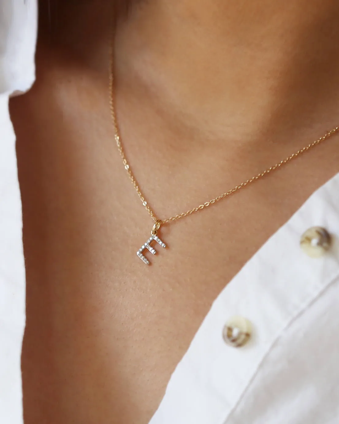 14K Diamond Initial Necklace