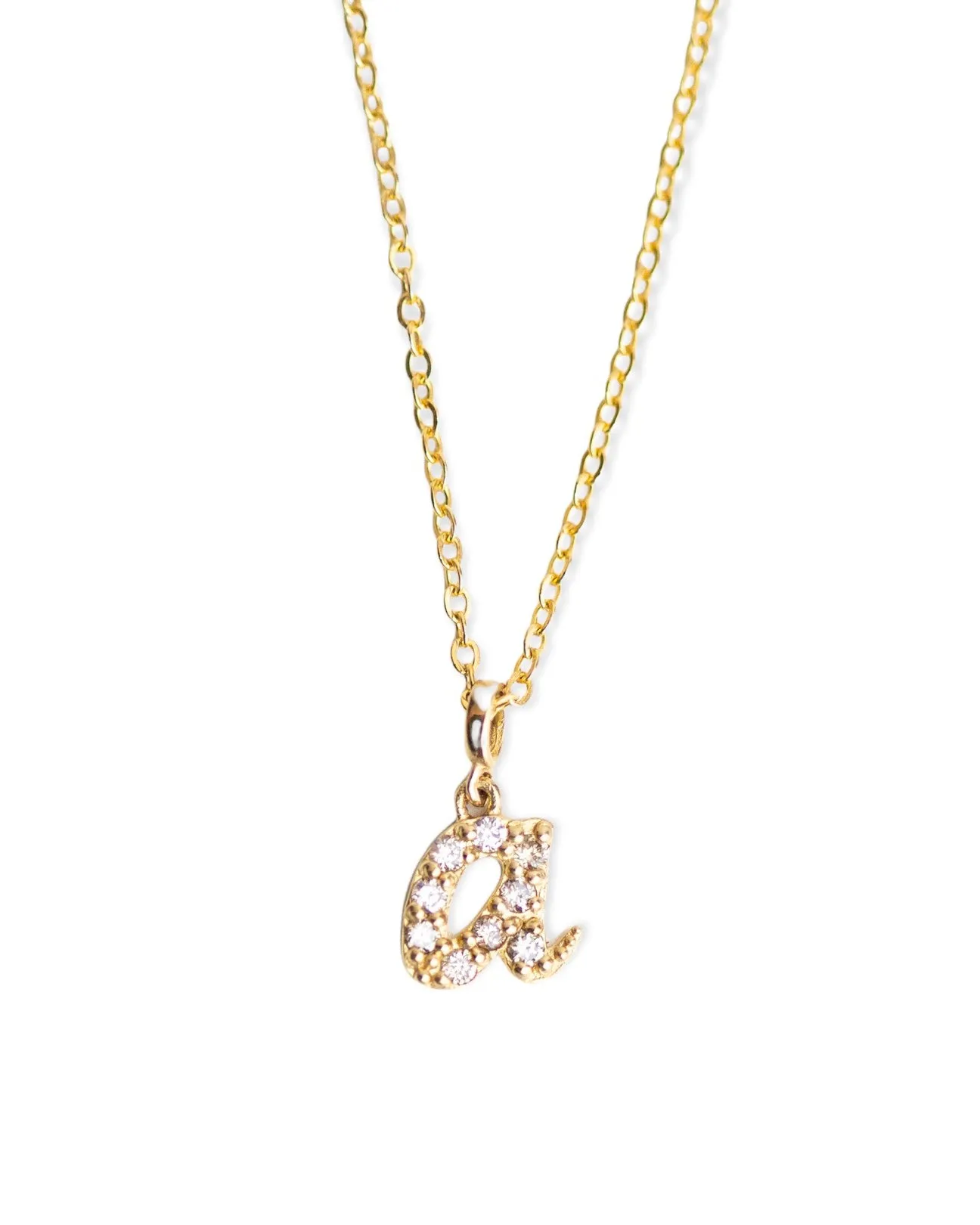 14k Diamond Italic Letter Necklace