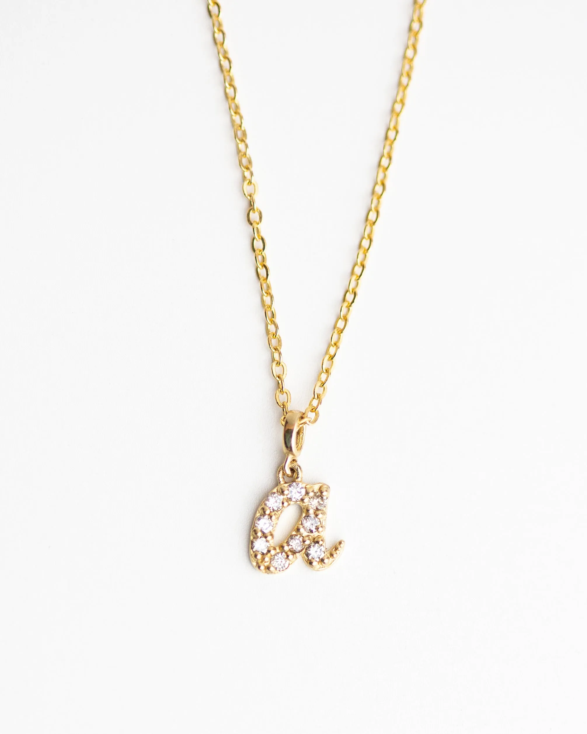 14k Diamond Italic Letter Necklace