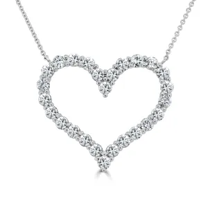 14k Gold & Diamond Open Heart Necklace - 2.32ct