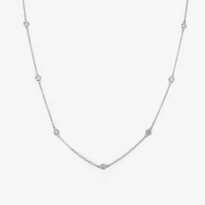 14k Gold Bezel Set Diamond Station Necklace