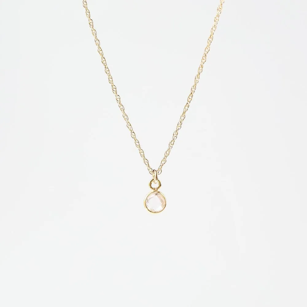 14k Gold Filled Chain with 6mm Bezel-Set Crystal Quartz