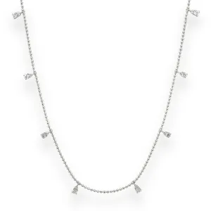 14K W Gold 18" 0.33ctw G/SI1 Diamond Station Necklace