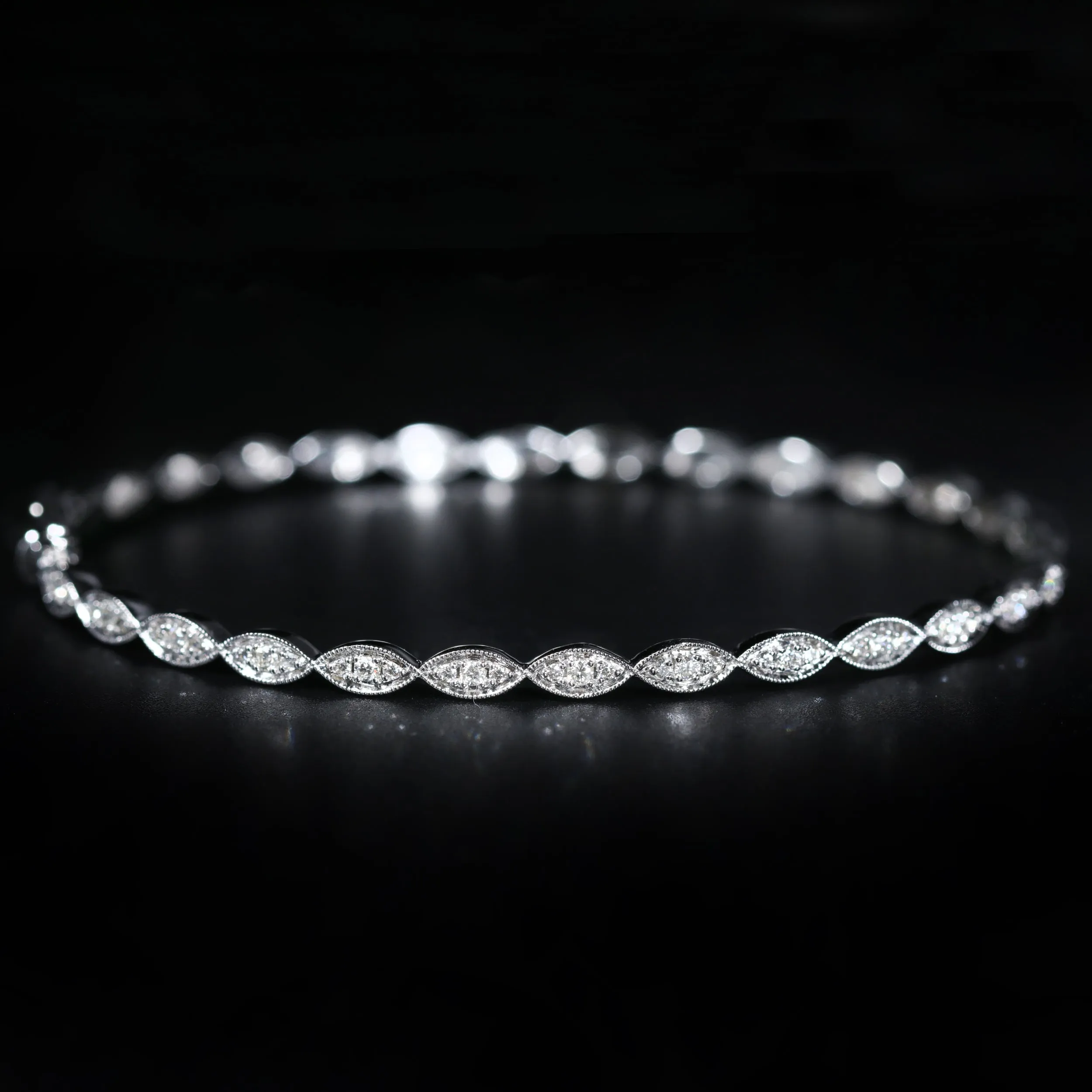 14K White Gold 0.38 Carat Diamond Bangle Bracelet