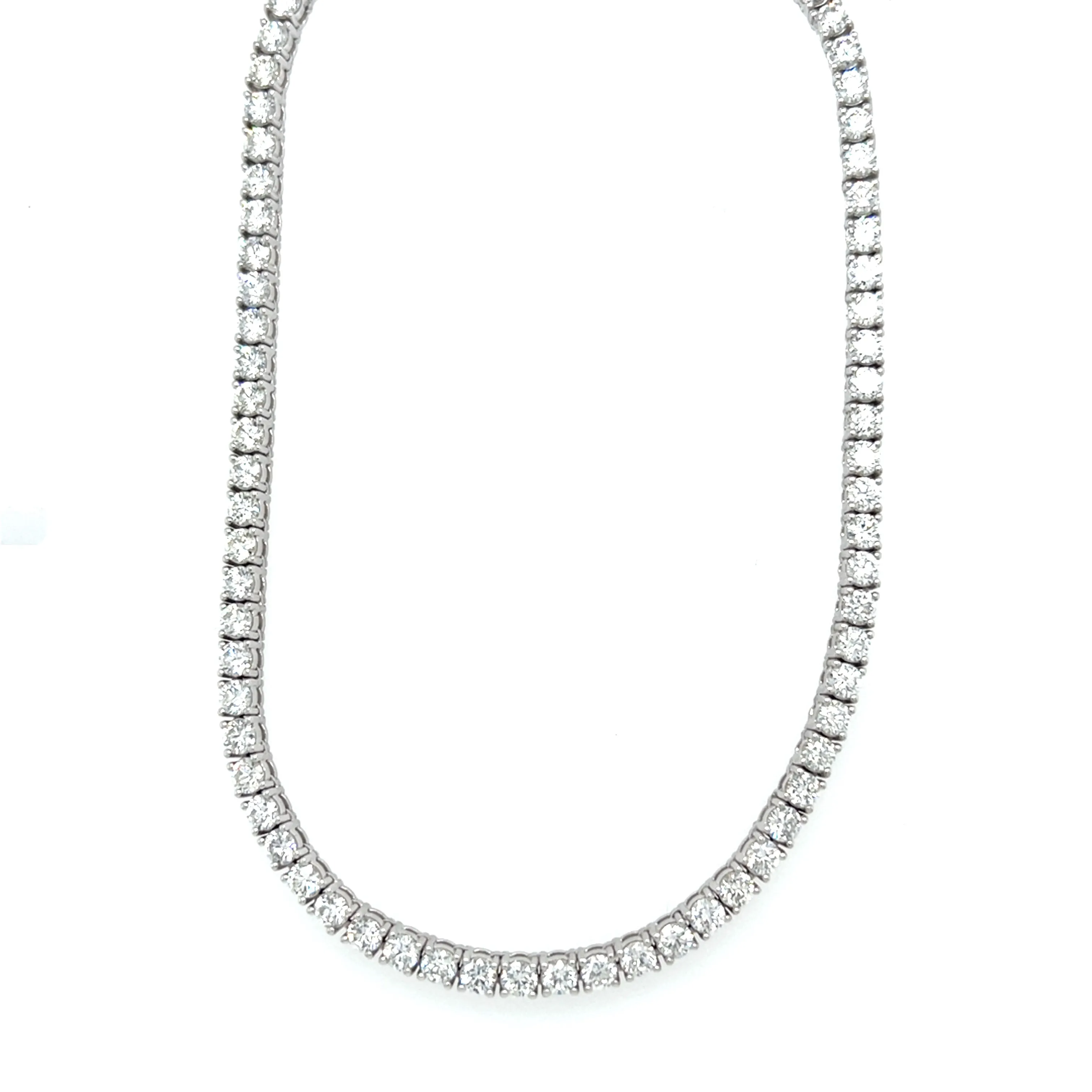 14k White Gold 20" 13.00ctw Diamond Tennis Necklace