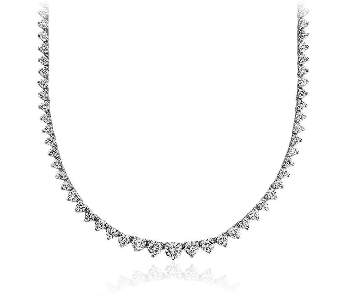 14K White Gold 5ctw Graduated Diamond Tennis Necklace