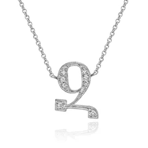 14K White Gold Armenian Initial Diamond Necklace