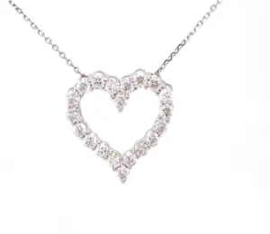 14K White Gold Diamond Heart Pendant