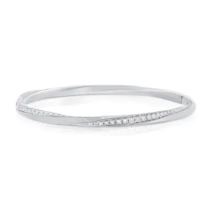 14K White Gold Diamond "Twist" Bangle