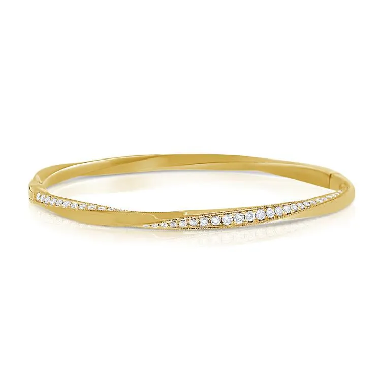 14K White Gold Diamond "Twist" Bangle