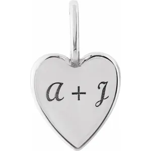 14K White Gold Engravable Heart Pendant