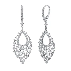 14K White Gold Fancy Diamond Dangle Earrings