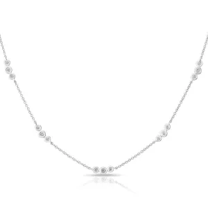 14K White Gold Triple Diamond By The Yard Necklace