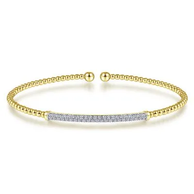 14K Yellow Gold Bujukan Diamond Bar Split Bangle