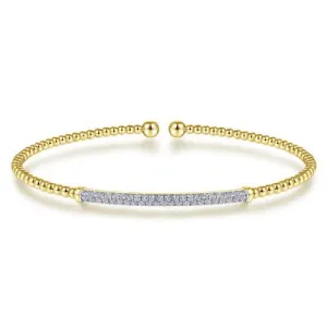 14K Yellow Gold Bujukan Diamond Bar Split Bangle