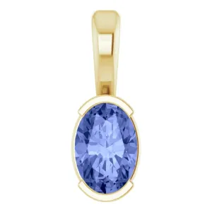 14K Yellow Gold Natural Tanzanite Solitaire Pendant