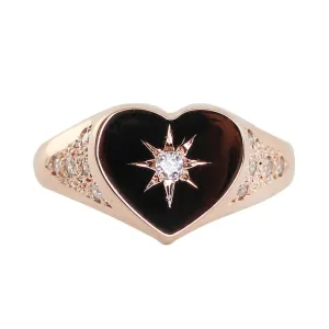 14kt Gold & Diamond Vintage Heart Signet Ring