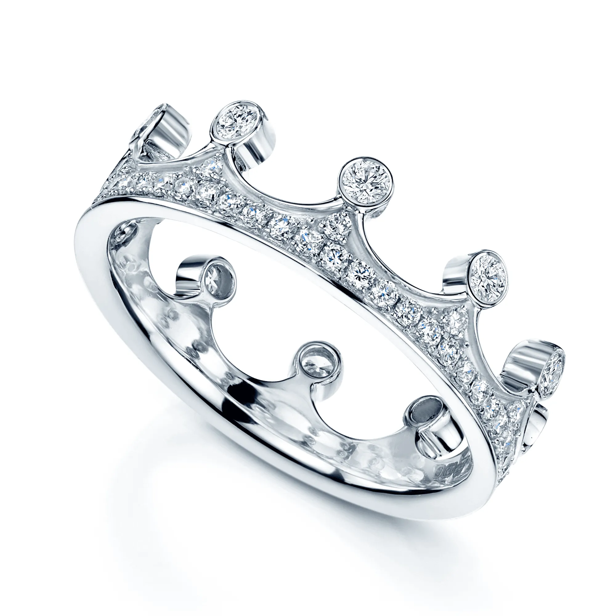 18ct White Gold Fusion Diamond Crown Stacking Ring Set