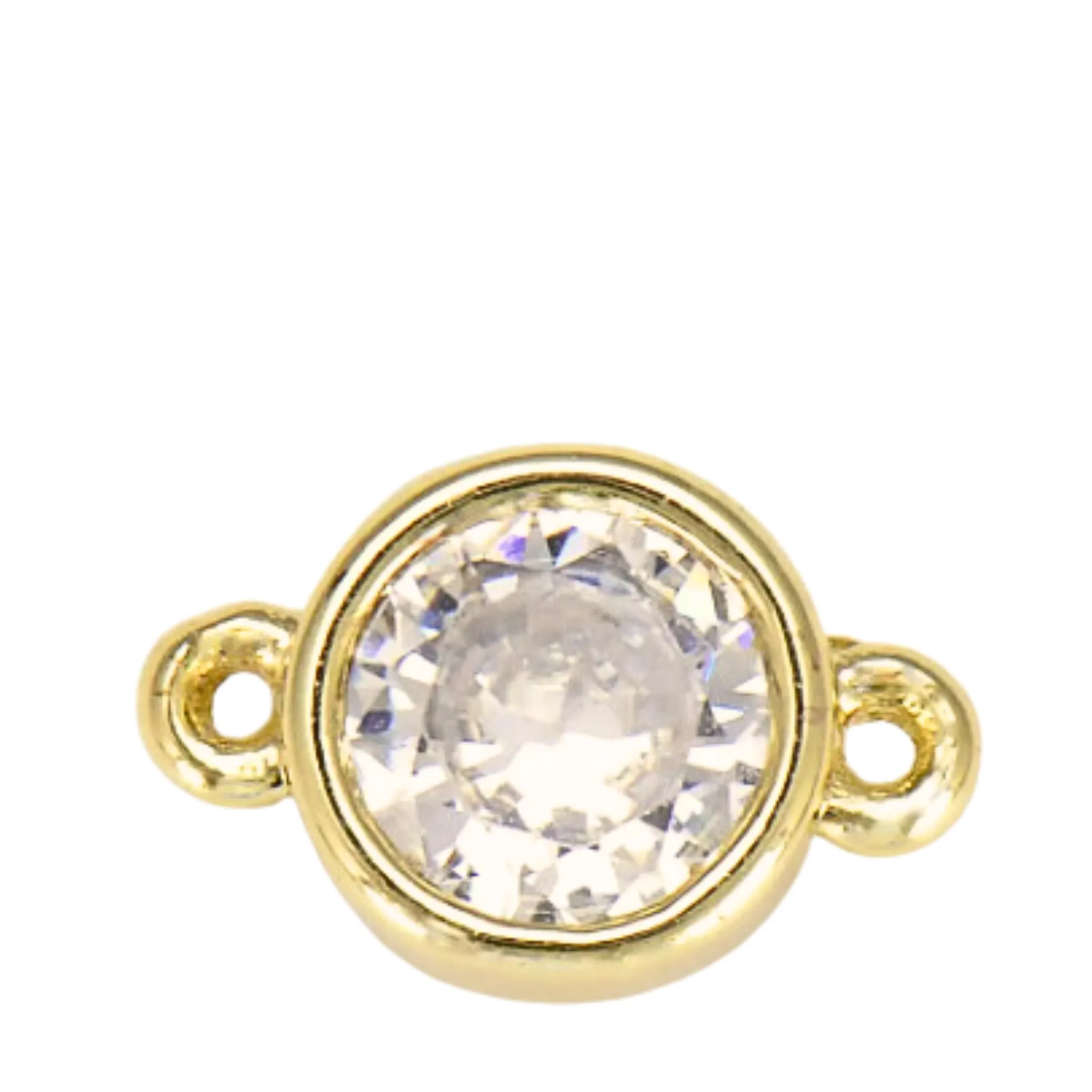 18K Gold Filled Tiny Circle Micro Pave Charm Connector