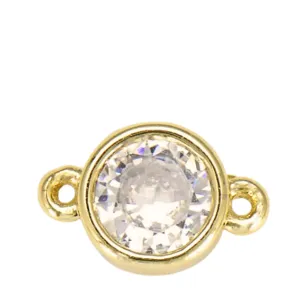 18K Gold Filled Tiny Circle Micro Pave Charm Connector