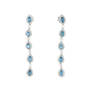 18K White Gold Aquamarine and Diamond Drop Earrings