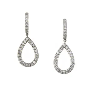 18K White Gold Diamond Teardrop Earrings