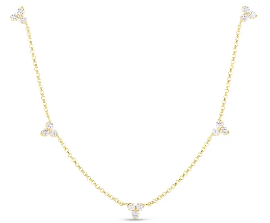 18K YELLOW GOLD 5 DIAMOND STATION "LOVE" NECKLACE