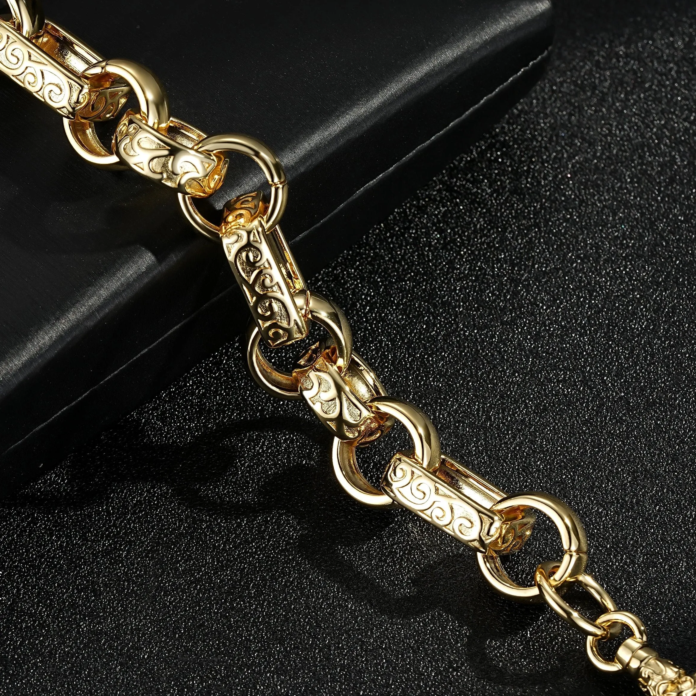 18mm Gold Filled Gypsy Belcher Bracelet With Albert Clasp 8/8.5 Inch