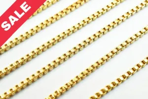 1mm  Gold Plated tarnish resistant square box chain 18k gfc008 sold by foot