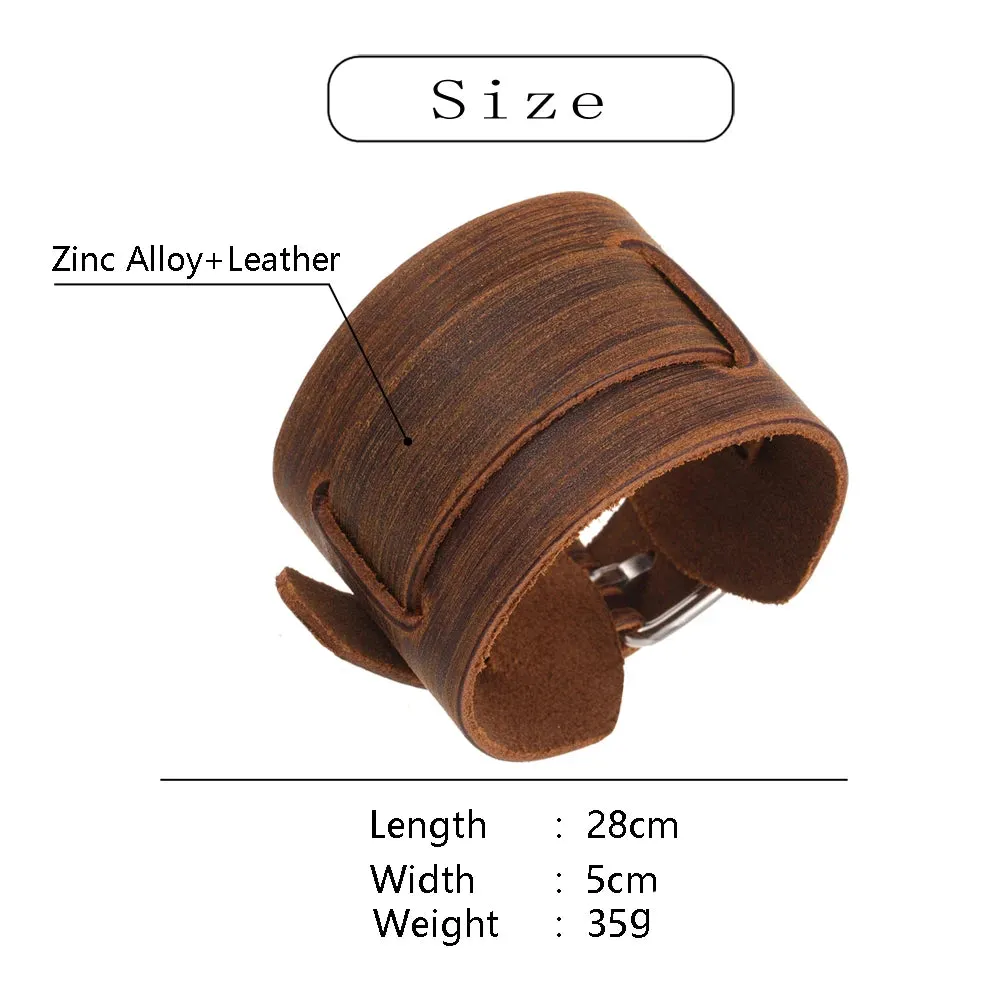 2023 Fashion Jewelry Handmade Weave Genuine Leather Bracelet Men Charm Cuff Wide Leather Bracelet Pulsera Hombre