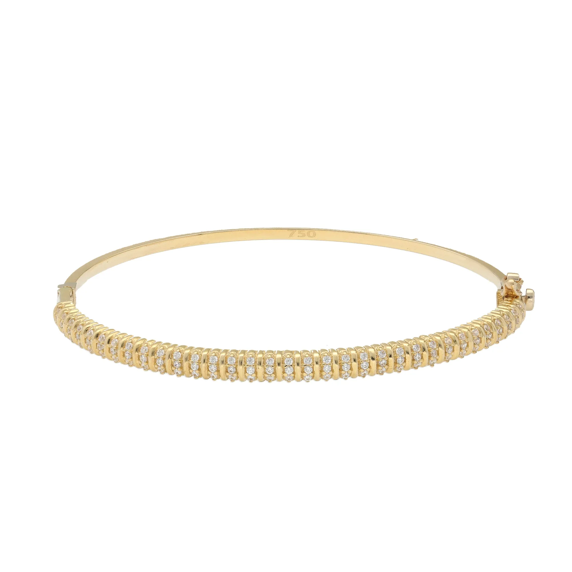 22K Multi-Tone Gold Bangle with Heart Charms (16.9 grams)