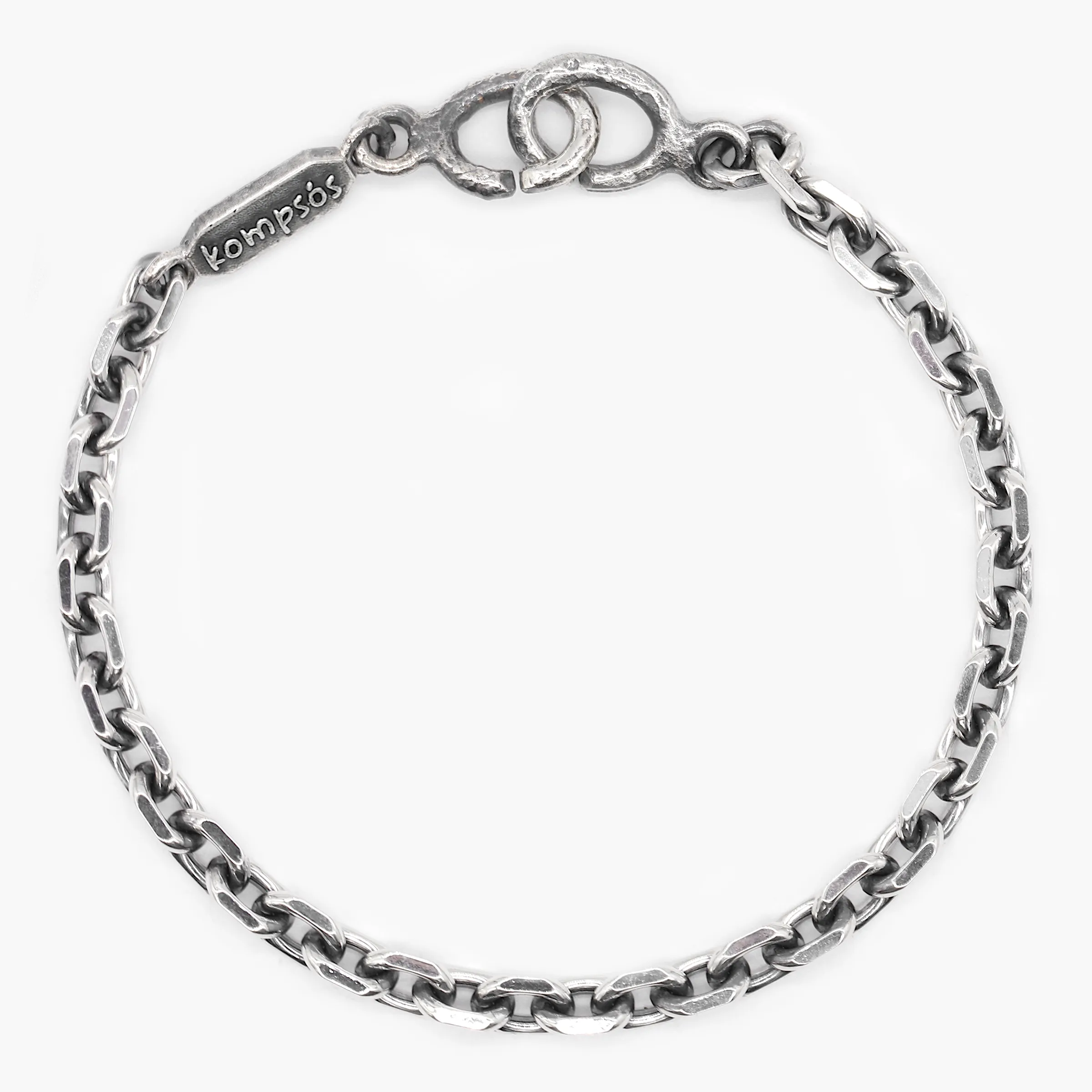 3mm Sterling Silver Faceted Square Chain Bracelet