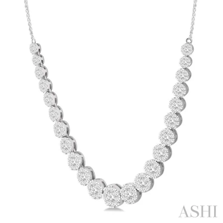 5 Ctw Round Cut Lovebright Diamond Necklace in 14K White Gold