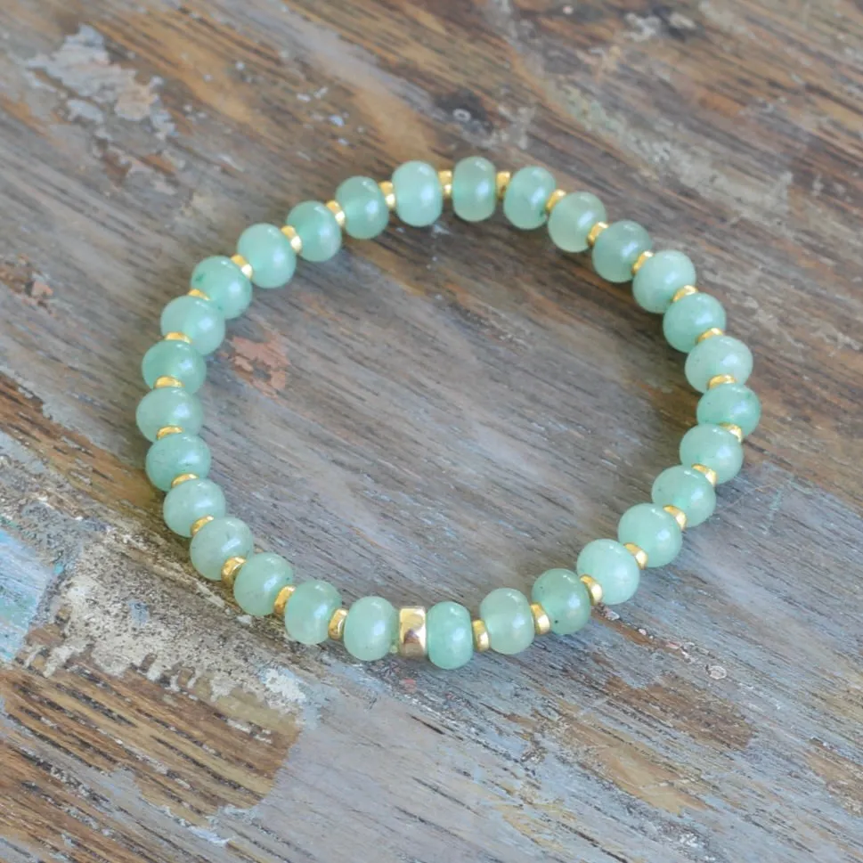 6mm Green Aventurine Rondelle Bracelet