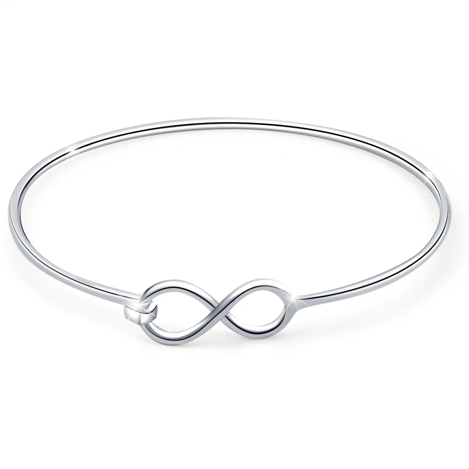 925 Silver Infinity Bangle | Rhodium