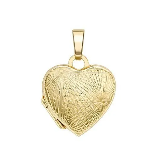 9ct Gold Heart Shaped Locket Pendant, Spectrum Motif, Radiant Romance, 15mm, 18" Chain, Gift box included