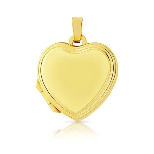 9ct Gold Photo Locket Pendant, Women's Heart Shape, Polished and Satin Finish, 17mm, 18", Elegant Gift Box