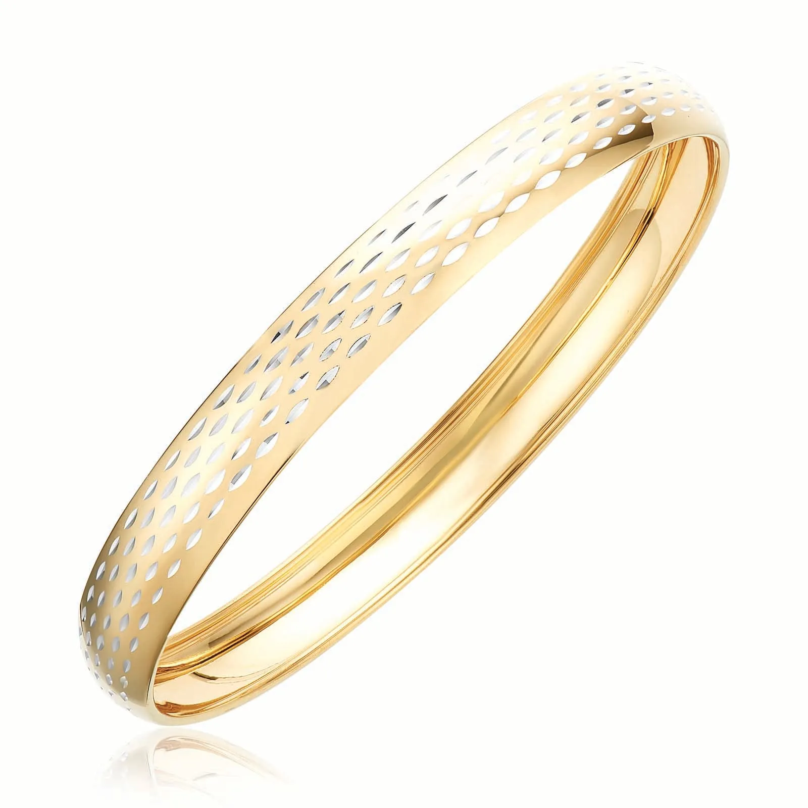 9ct Yellow Gold Silver Filled 65mm Diamond Cut Bangle