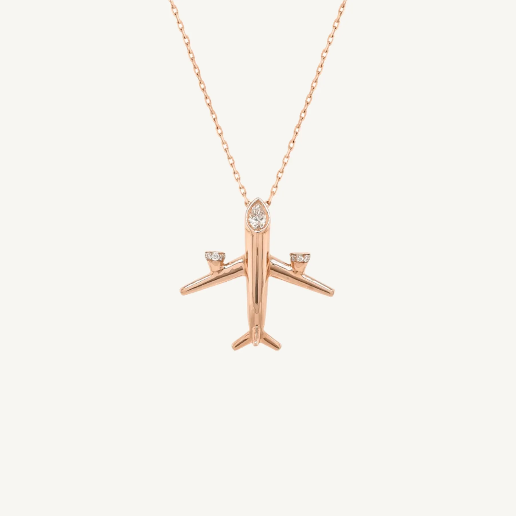 Aeroplane Pear Round Diamond Pendant