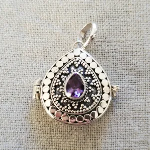 Amethyst Locket .925 Sterling Silver Pendant from Bali