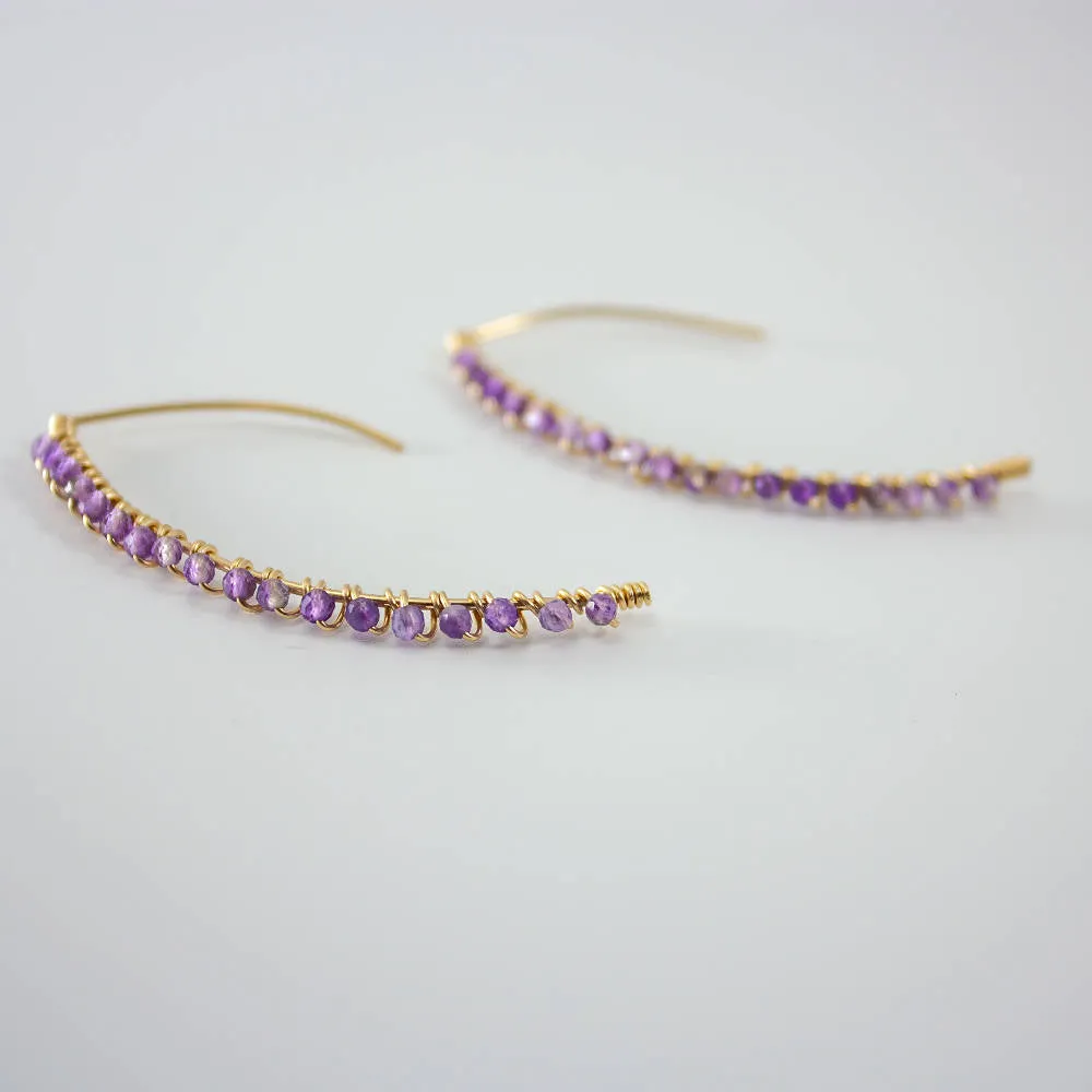 Amethyst Wrapped 14K Gold Filled Threaders