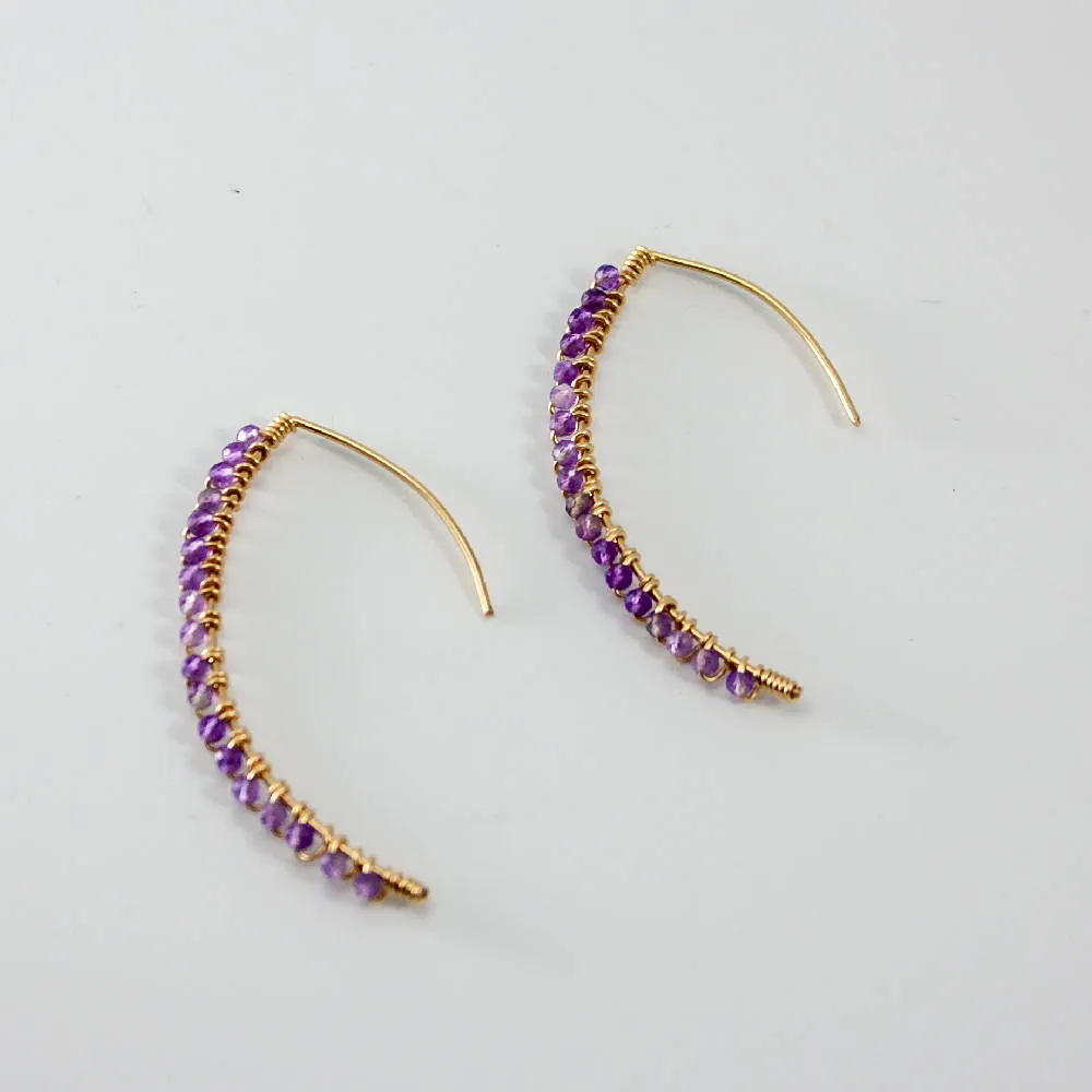 Amethyst Wrapped 14K Gold Filled Threaders