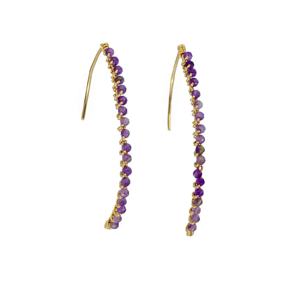 Amethyst Wrapped 14K Gold Filled Threaders